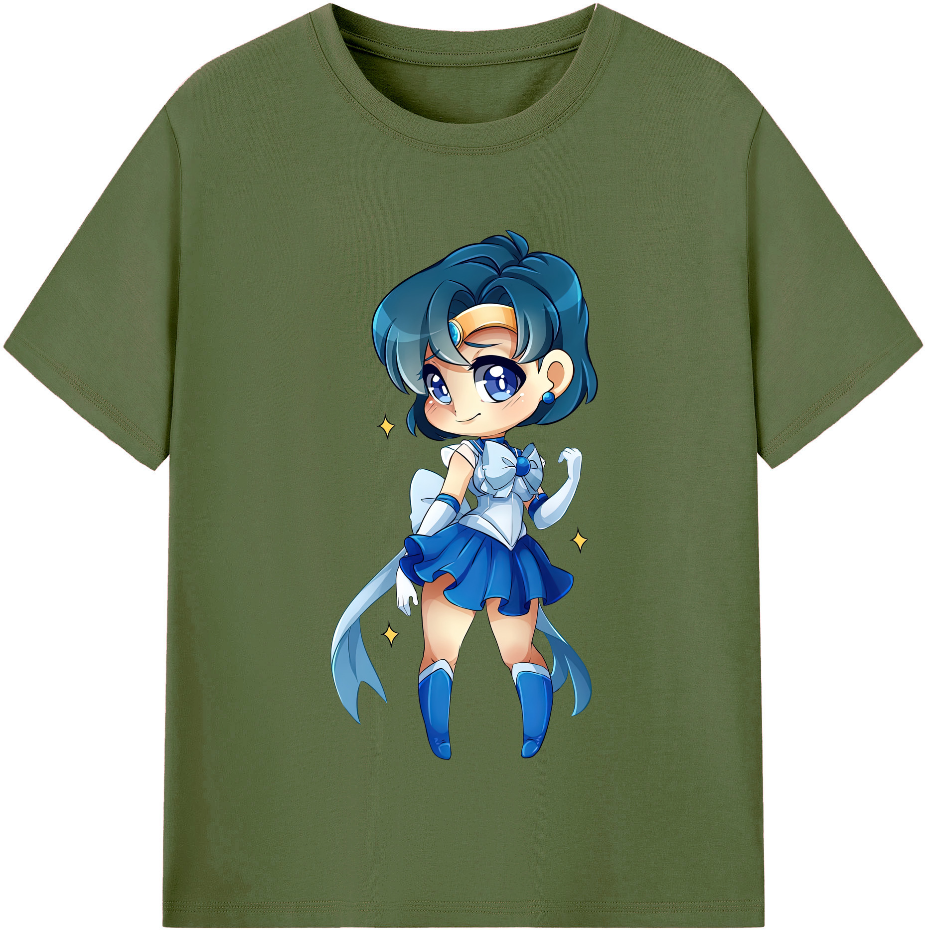 （画像用） 美少女戦士セーラームーン 水野 亜美 みずの あみ Sailor Moon Mizuno Ami 綿100％半袖Tシャツ（フロントプリント）